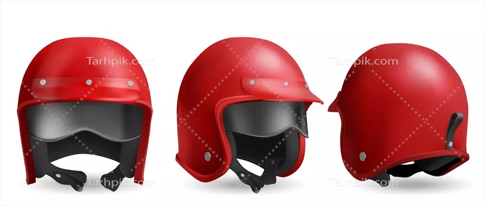 کلاه ایمنی موتور سیکلت قرمز با عینک مخصوص بایکری - طراحی وکتور