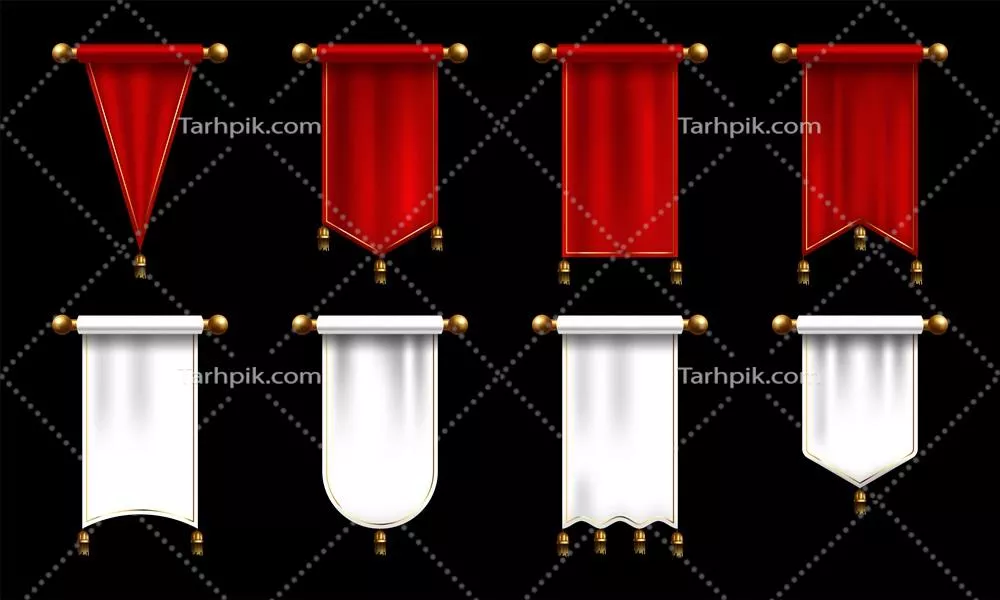 فیلتر پرده های پرچم قرمز - نمونه طراحی وکتور با جزئیات واقعی