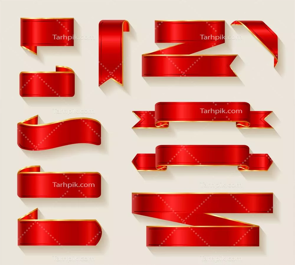 مجموعه باندهای قرمز وکتور: طراحی های جذاب و متنوع