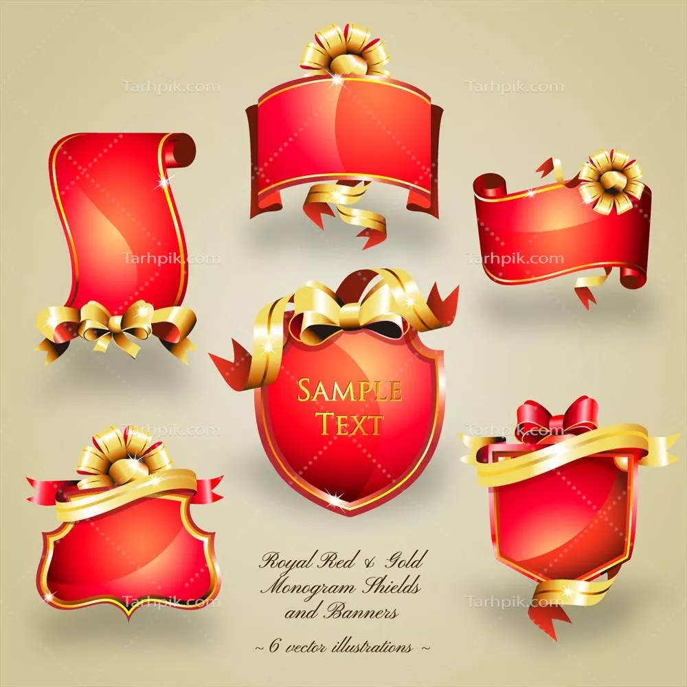 تصاویر وکتور نشان های سلطنتی قرمز با طراحی مدرن و منحصر به فرد