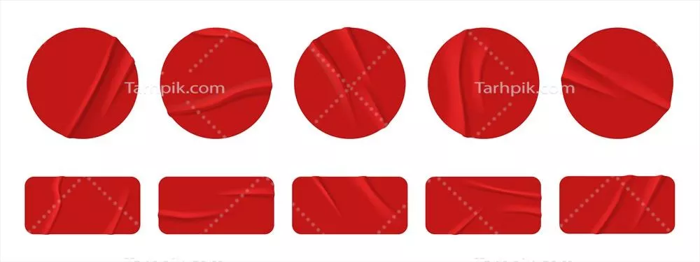 متن بافت کاغذ چسبی قرمز - برچسب چروکیده و وکتور طراحی شده