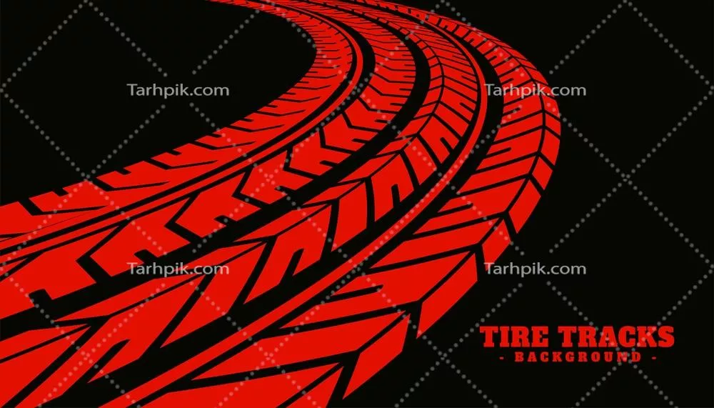 بافت وکتور از اثر چرخ خودرو با رد لاستیک قرمز