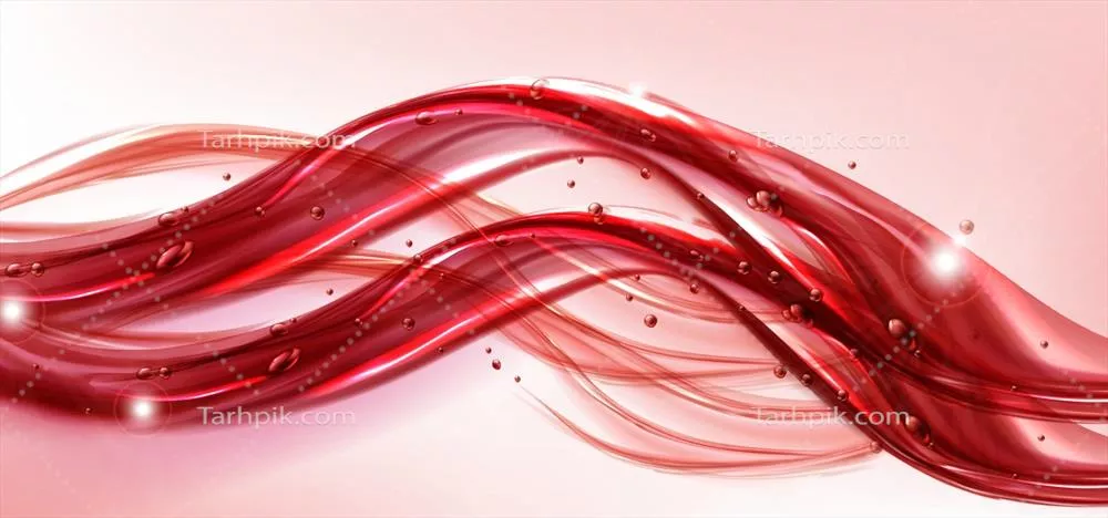 وکتور پاشش موج آب قرمز با حباب های هوا و درخشش خیره کننده