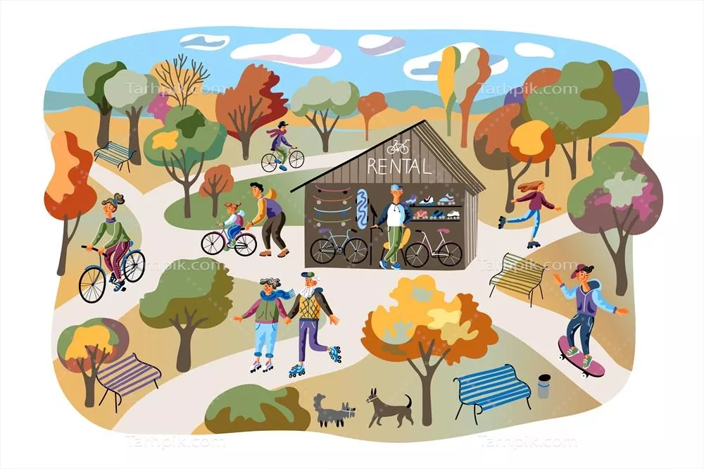 نقشه وکتوری پارک اجارهای با جزییات کامل و طراحی جذاب