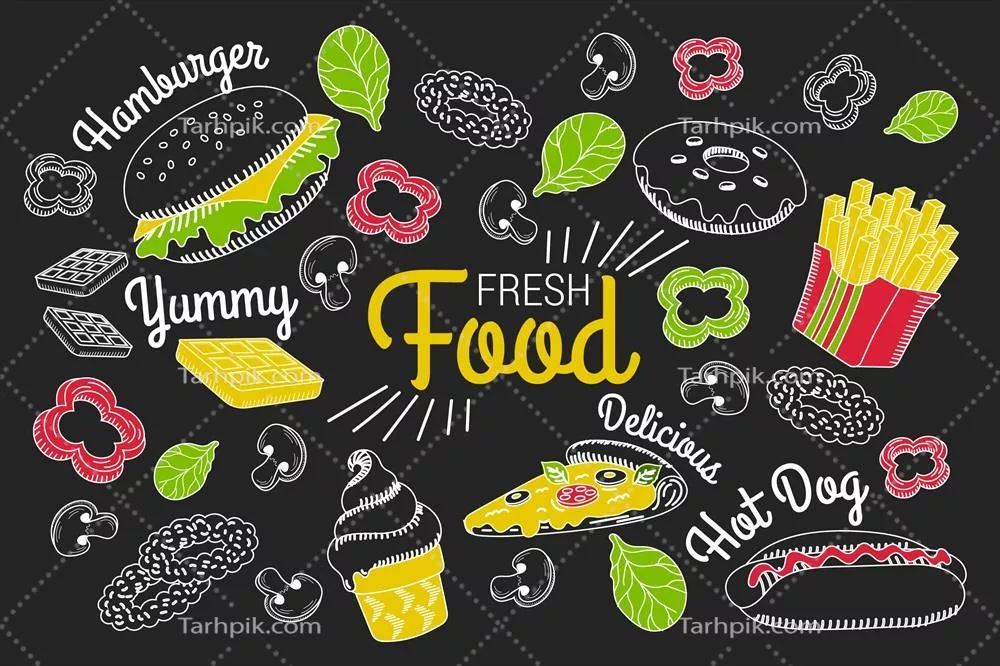 آثار گرافیکی دیواری رستوران با طراحی وکتور برای جلب توجه مشتریان