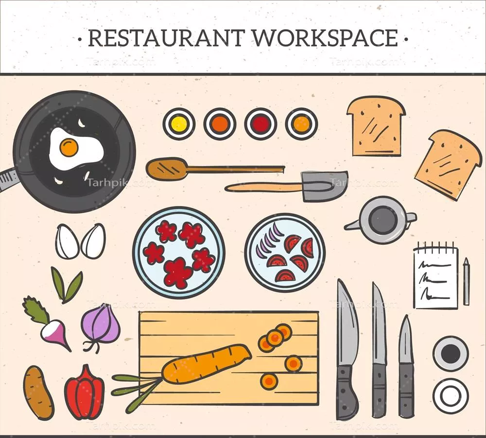 طرح وکتور پس‌زمینه رستوران و فضای کار با طراحی زیبا و مدرن