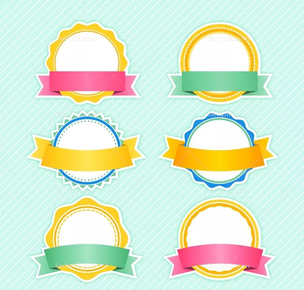 برچسب های استیکر و نشان با طراحی ریترو و وکتور