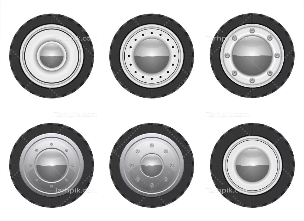 مجموعه طراحی وکتور چرخ اتومبیل‌های قدیمی روی پس‌زمینه سفید
