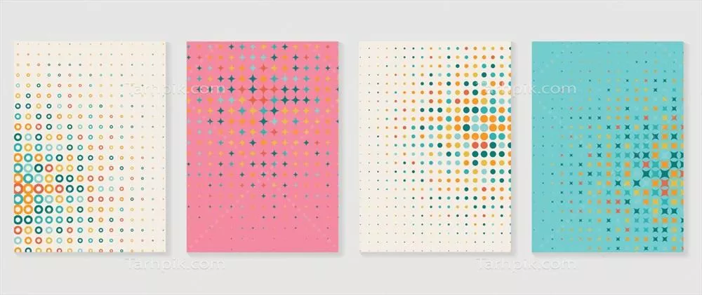 وکتور مجموعه آرت دیواری با اشکال هندسی رده قدیمی و پس‌زمینه‌های جذاب