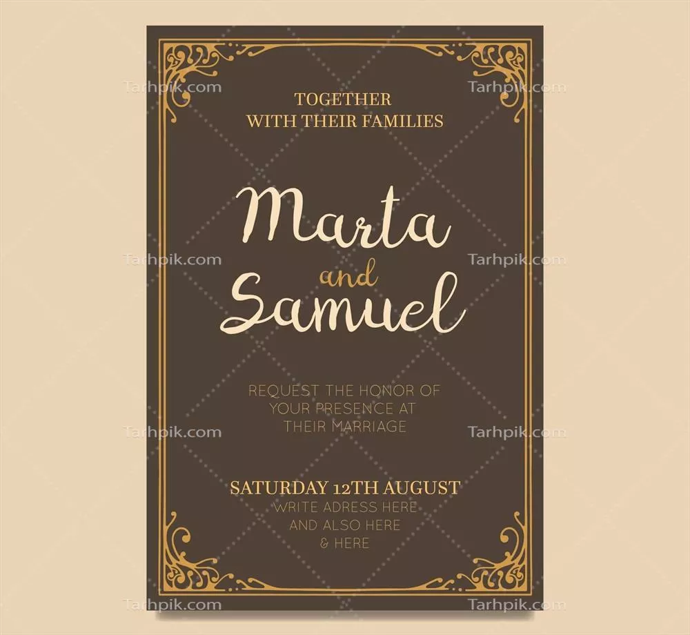 مدل دعوتنامه عروسی تزئینی رترو با طراحی وکتور زیبا و خاص
