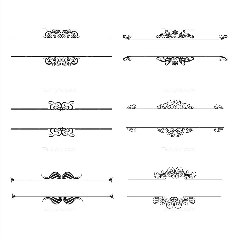 وکتور مجموعه عناصر دکوری با طراحی قدیمی وRetro به سبک وینتیج