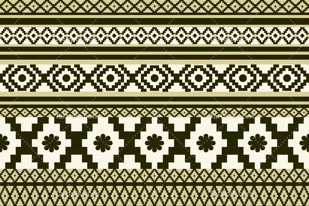 وکتور طراحی الگوی بافت پارچهای به سبک رetro با الگوهای بومی و سنتی