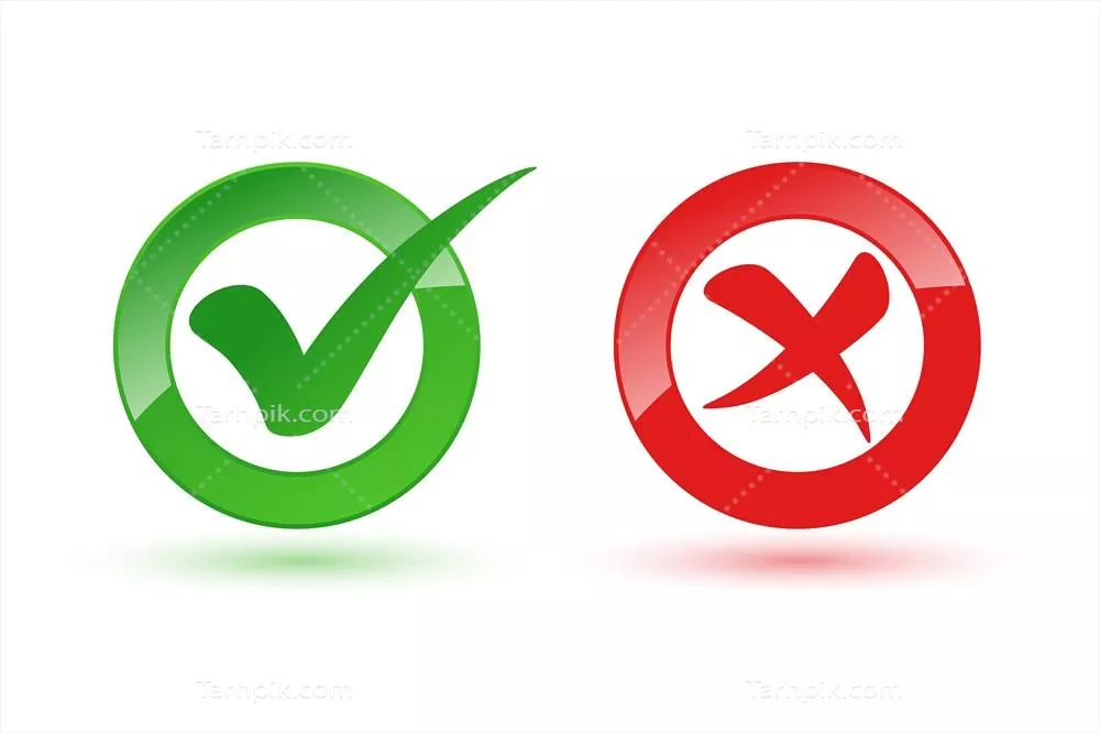 طراحی وکتور نماد نشان تایید و نامعتبر با علامت درست و نادرست