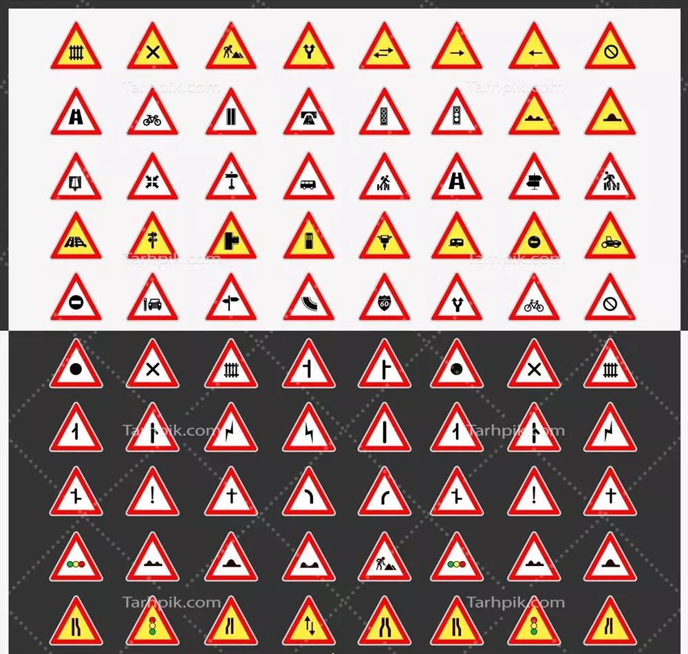 پکیج وکتور علائم جاده‌ای با طراحی منحصر به فرد و زیبا
