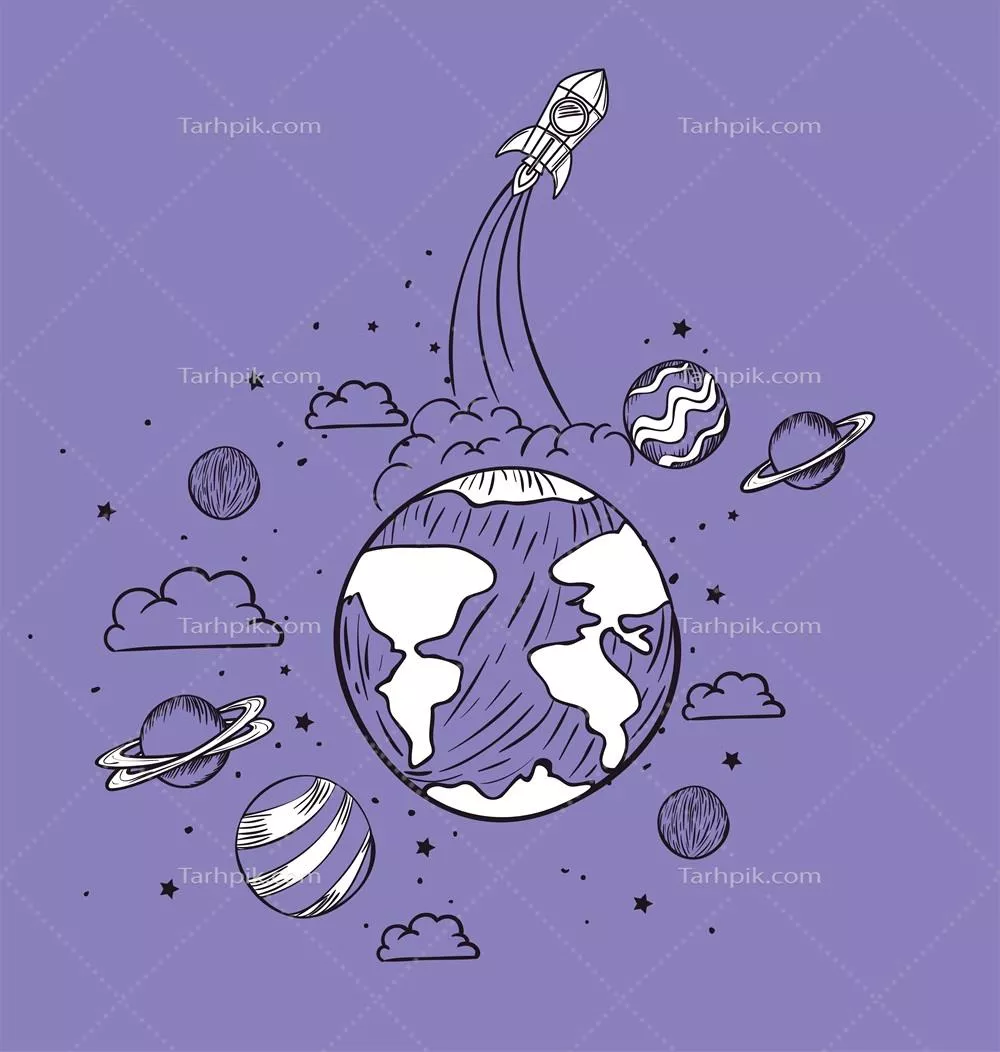طراحی وکتوری راکت و سیاره با جزئیات منحصر به فرد
