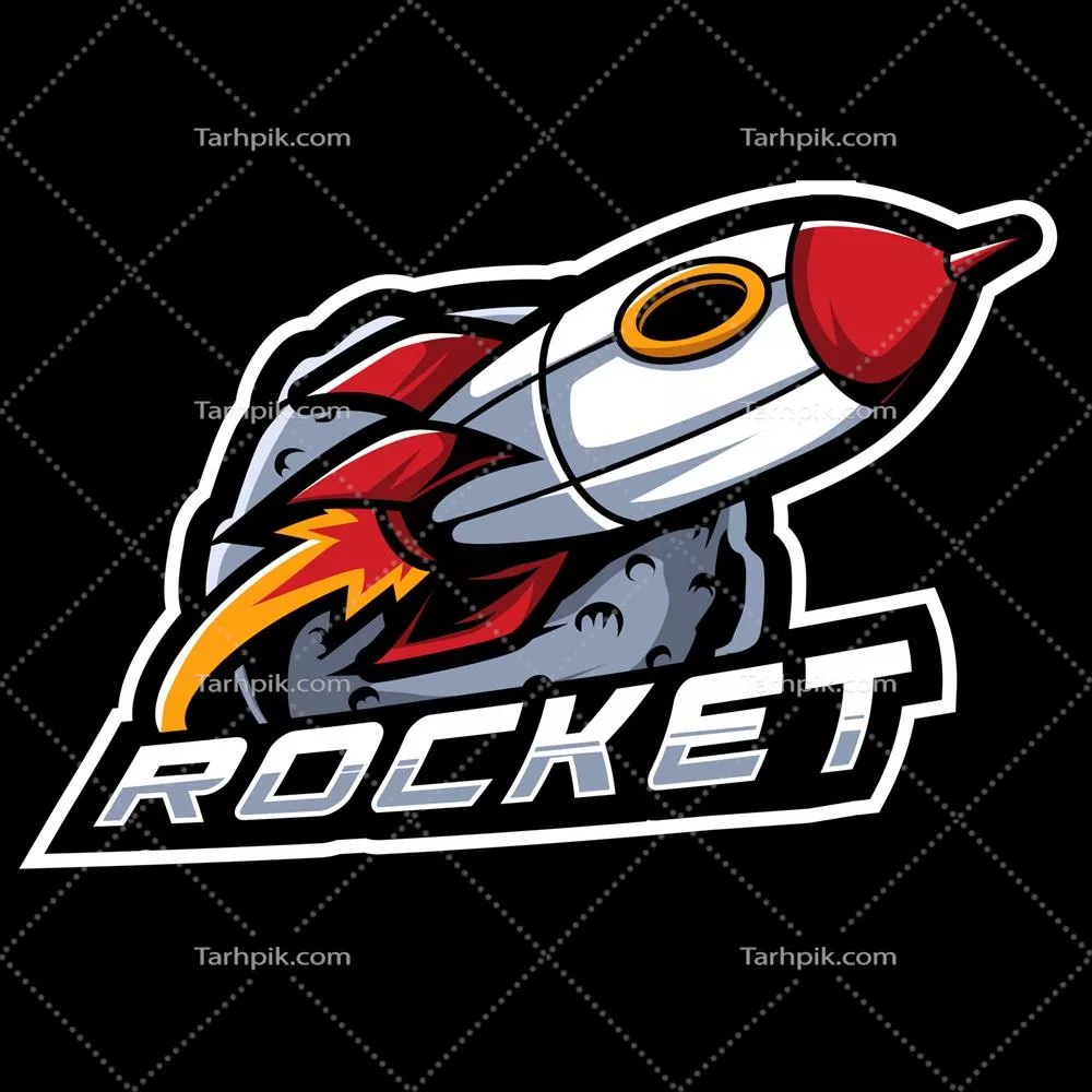 وکتور طراحی لوگوی شخصیت فضایی با موضوع راکت و فضانوردی