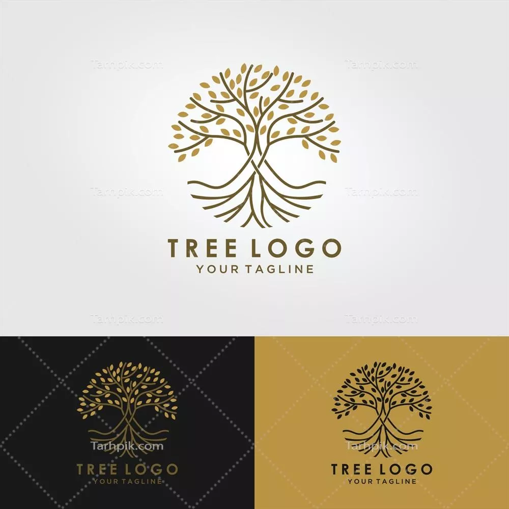 تصویر لوگوی ریشه درخت به صورت طرح و سیلوئت وکتور