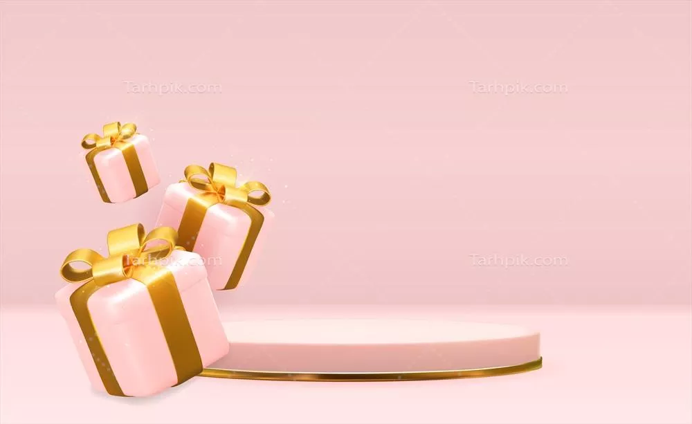 وکتور پایه گل رز طلایی بر روی پس‌زمینه ملایم صورتی و طبیعی