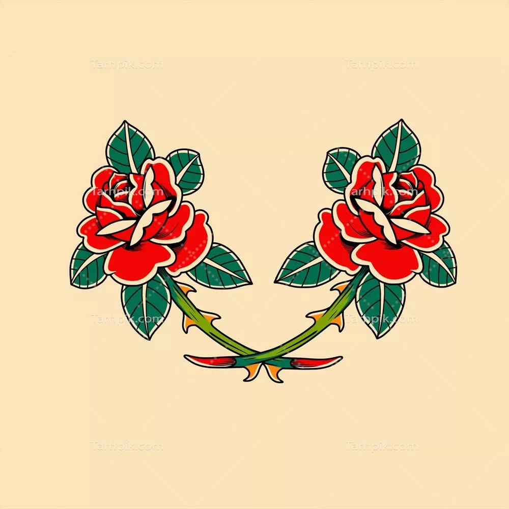 وکتور طراحی خالکوبی سنتی گل رز: زیبایی طبیعی و نمادین در هنر بدن