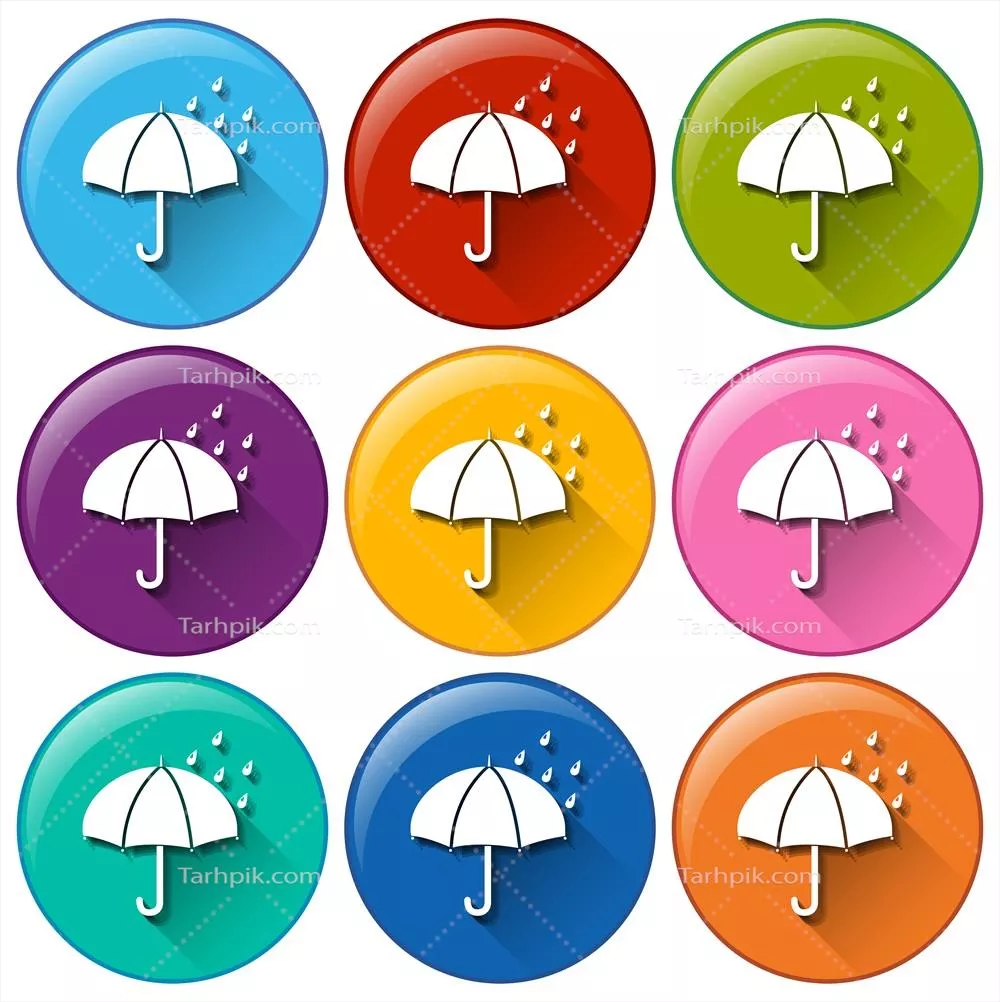 آیکونهای گرد با نمای بارانی - طراحی وکتور با کیفیت بالا