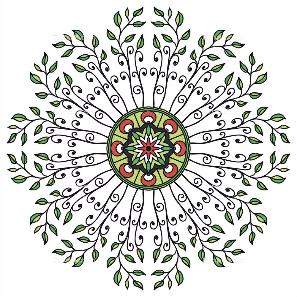 وکتور الگوی زینتی گرد به سبک قومی با طراحی دستی زیبا و خاص