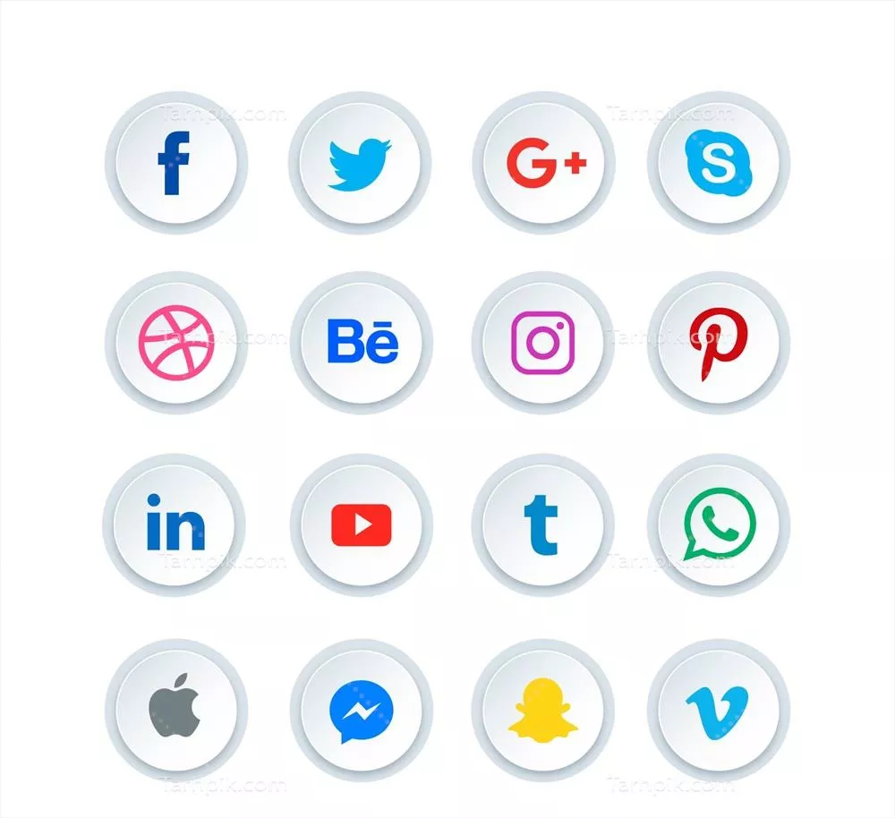 آیکون‌های گرد رسانه‌های اجتماعی - دو نوع وکتور برای طراحی