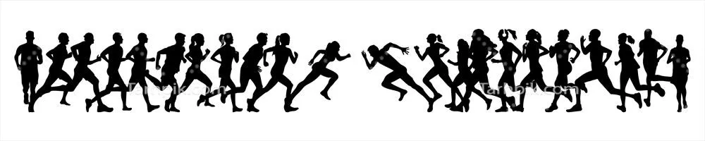 وکتور شکلهای سیاهنما از دوندگان و گروههای ورزشی برای طراحی و گرافیک