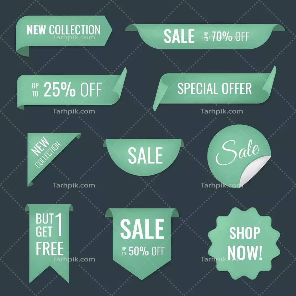 مجموعه استیکر و بنر فروش خالی برای خرید - طراحی و کلیپ آرت وکتور