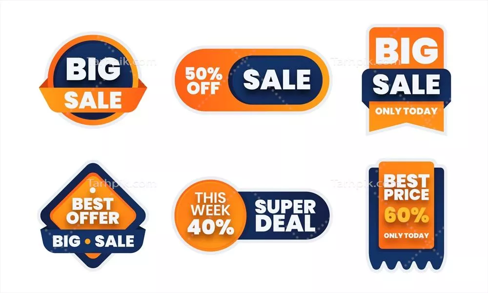 مجموعه برچسبهای فروش با طراحی وکتور منحصر به فرد