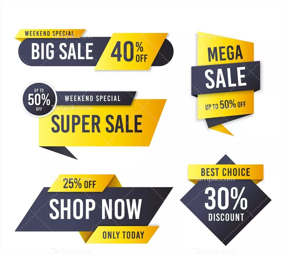 مجموعه وکتور برچسب های فروش - طراحی های زیبا برای تبلیغات