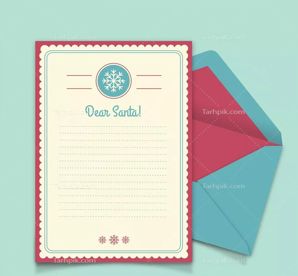 الگوی نامه ساده برای بابا نوئل با طراحی وکتور مناسب برای تعطیلات