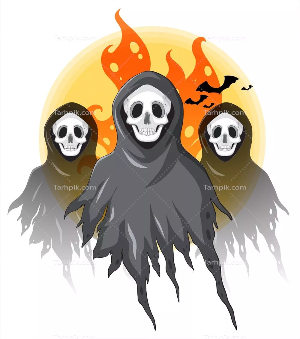 شبح سیاه ترسناک و روح هالووینی - وکتور گرافیکی