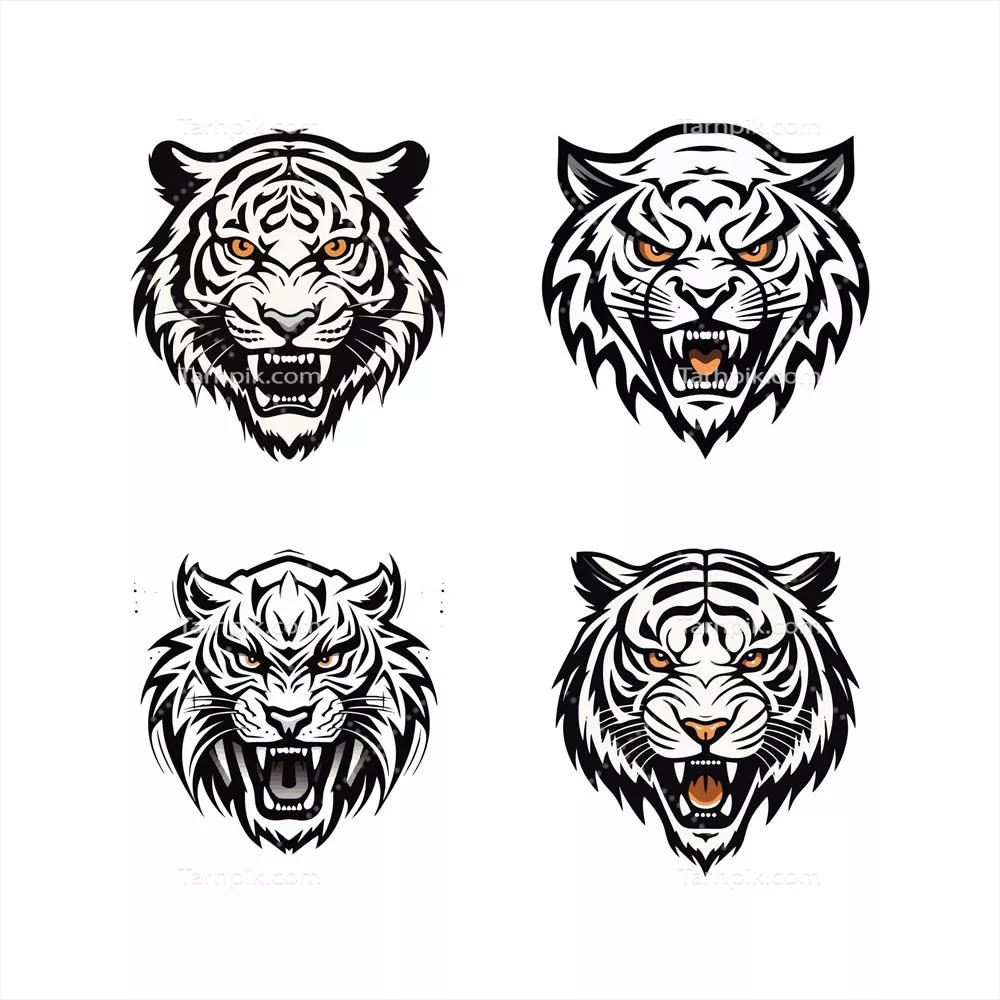 تصویر وکتور سر ترسناک ببر سفید با کیفیت بالا