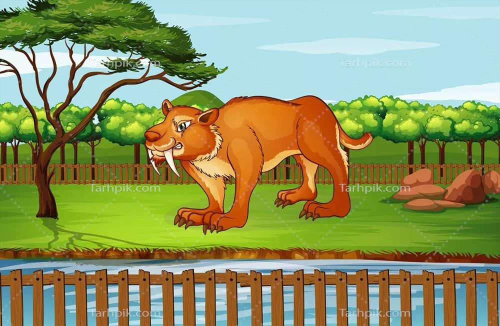 منظره پارک با دندان‌خوشه‌ای در سبک وکتور با طراحی زیبا و دلنشین