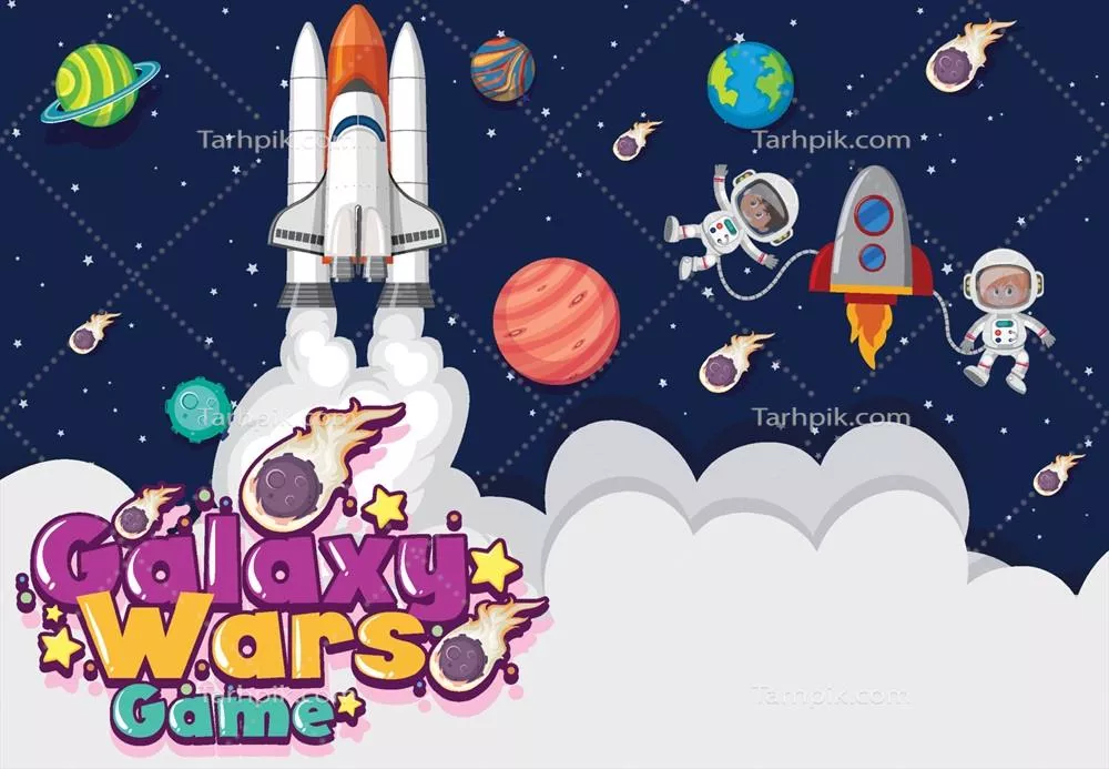 وکتور صحنهای زیبا از سفینه فضایی و فضانورد در فضای بیکران کائنات