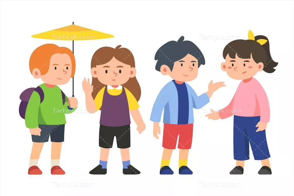 وکتور شخصیت دانشآموزان مدرسه: بازگشت به مدرسه برای پسران و دختران