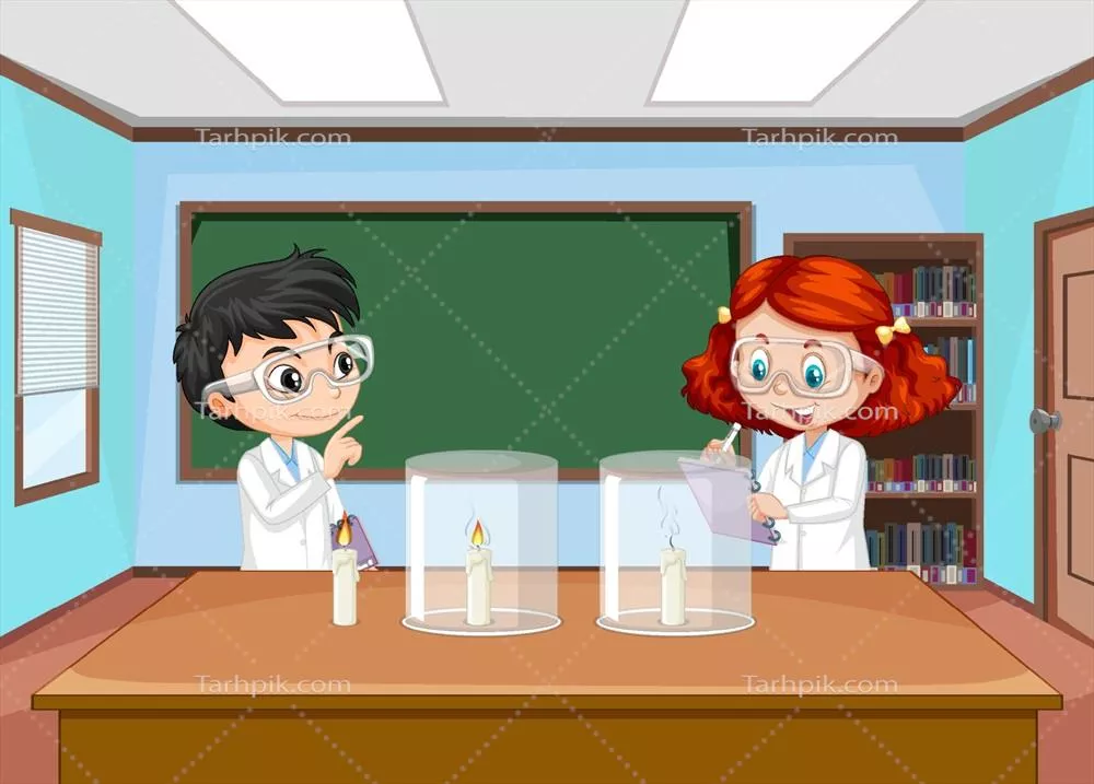 وکتور کودکان دانشمند مشغول انجام آزمایشات علمی و تجربی جذاب