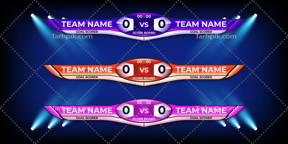 وکتور الگوی گرافیکی صفحه نمایش امتیازات و پایینپردهها برای پخش زنده