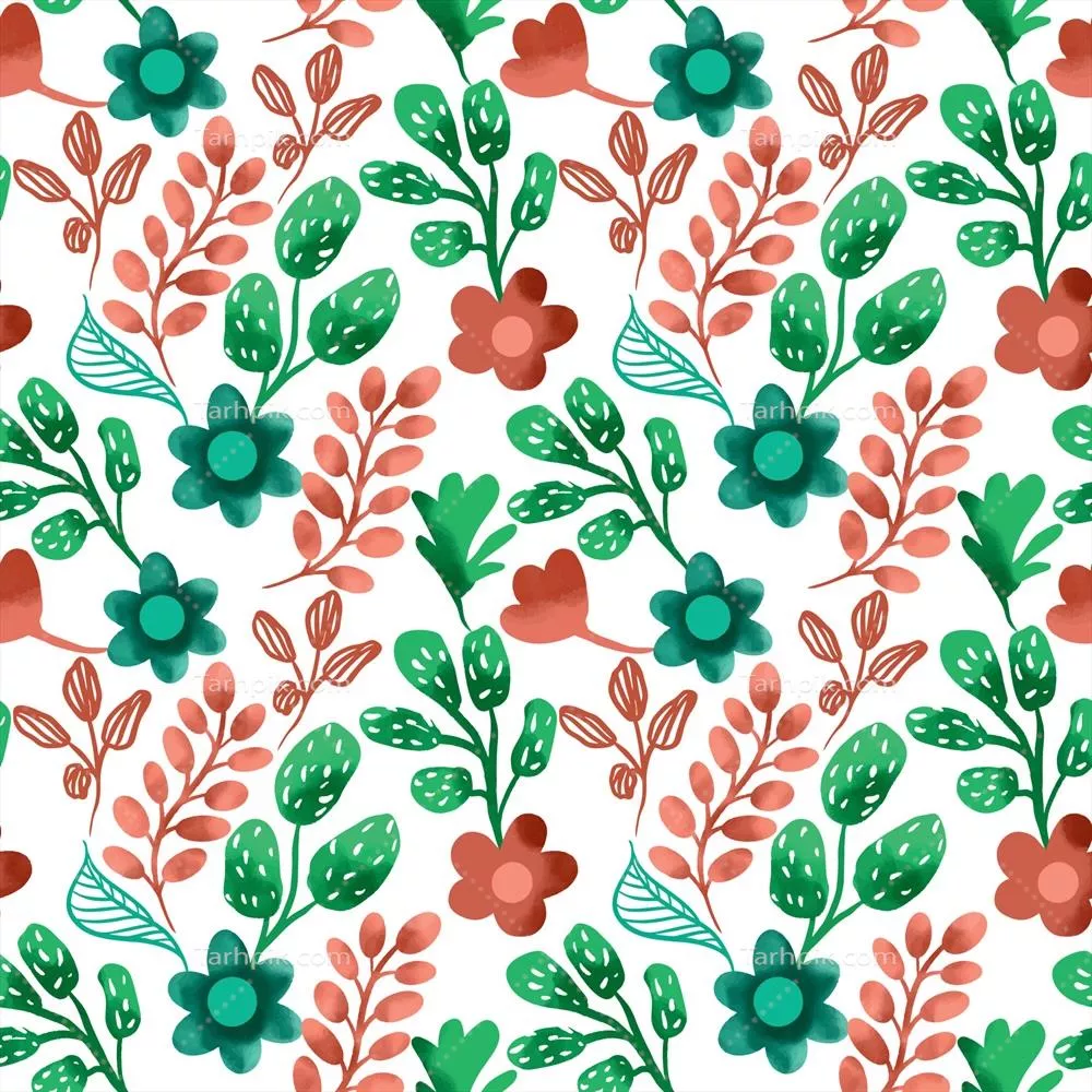 طرح الگوی گلدار پیوسته با تکنیک آب رنگ - الگوی وکتور زیبا