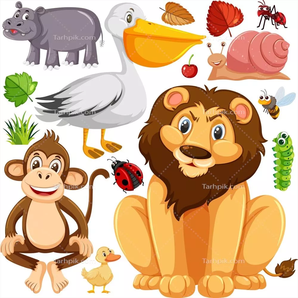 وکتور الگوی بدون درز با شخصیتهای کارتونی جذاب حیوانات وحشی