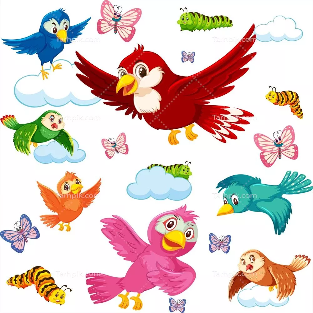 وکتور الگو بینقص با حیوانات وحشی زیبنده بر روی پسزمینه سفید