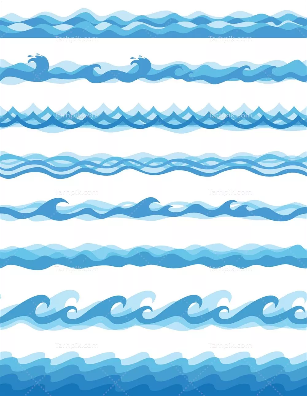 وکتور امواج پیوسته: عناصر زیبای آب در طراحی و هنر مدرن