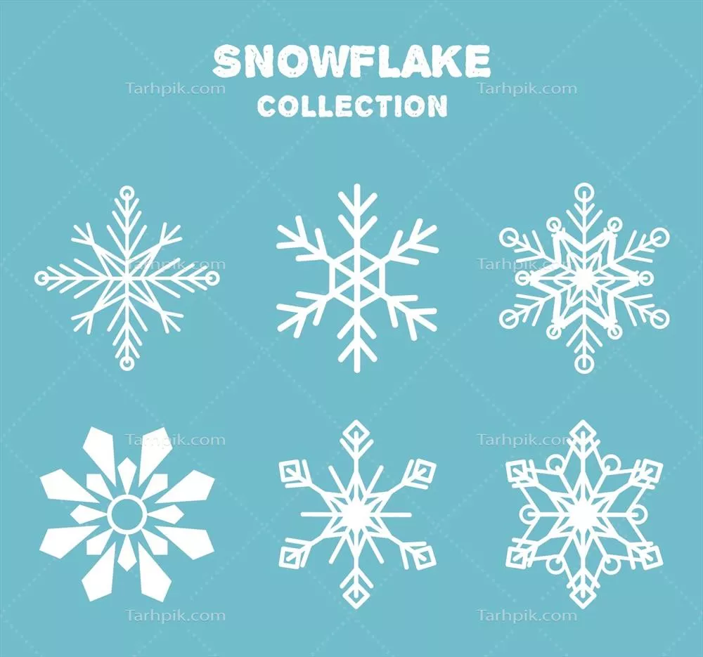 انتخاب دانه های برف با سبک وکتور صاف و زیبا در طراحی گرافیکی