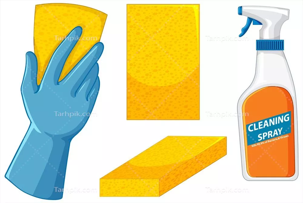 مجموعه وکتور تجهیزات نظافت و تمیزکاری برای استفاده در طراحی‌ها