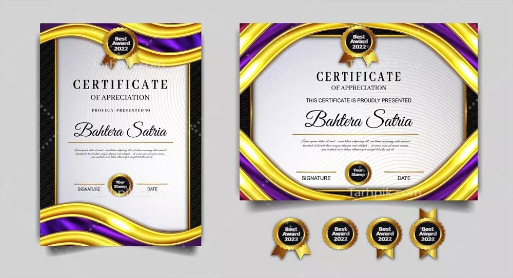 وکتور مجموعه ستهای دیپلم و گواهینامههای با طراحی شیک و جذاب