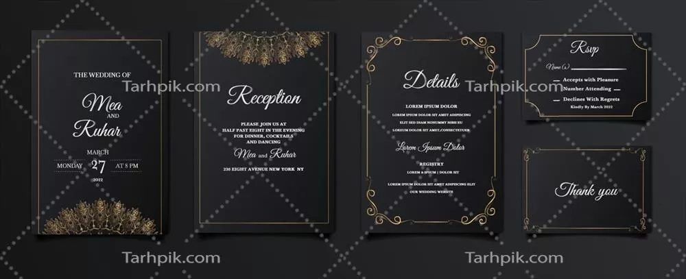 وکتور دعوتنامه عروسی با طراحی شیک و مجموعه خاص برای اعلام تاریخ