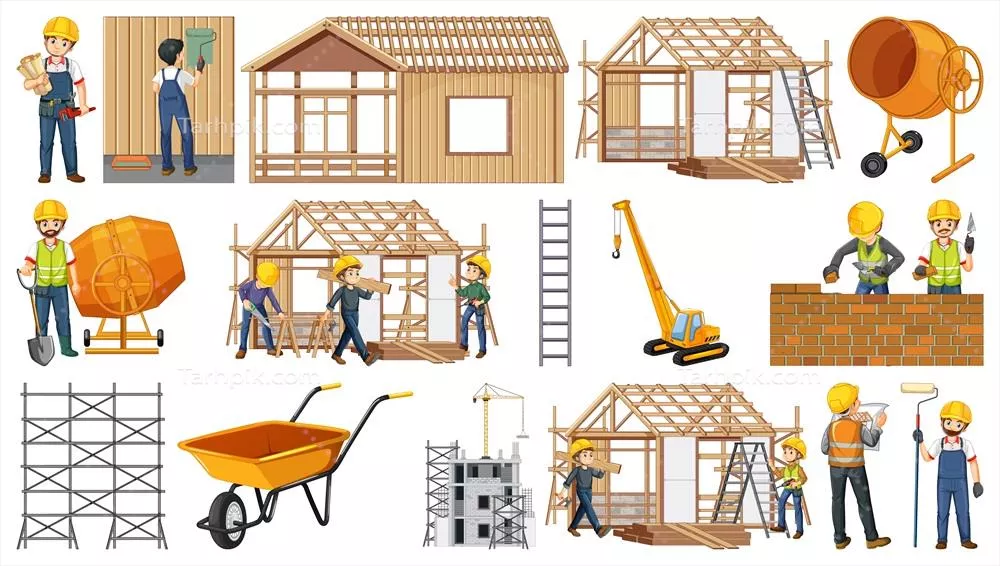 ابزار و اشیای سایت ساخت و ساز وکتور - مجموعه کامل و حرفهای