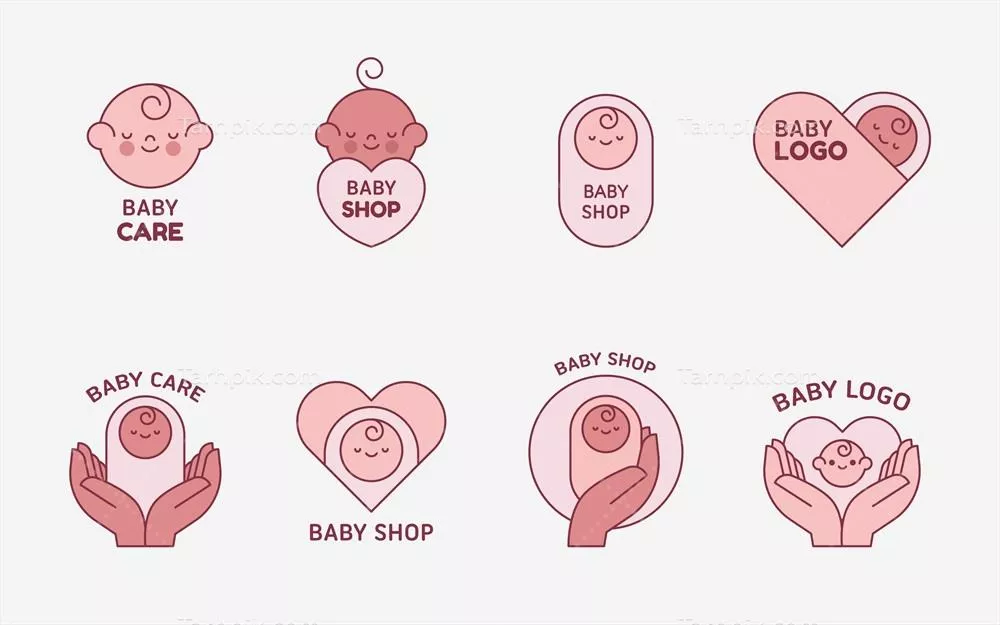 وکتور مجموعه لوگوهای با نمک و زیبا برای نوزادان و کودکان