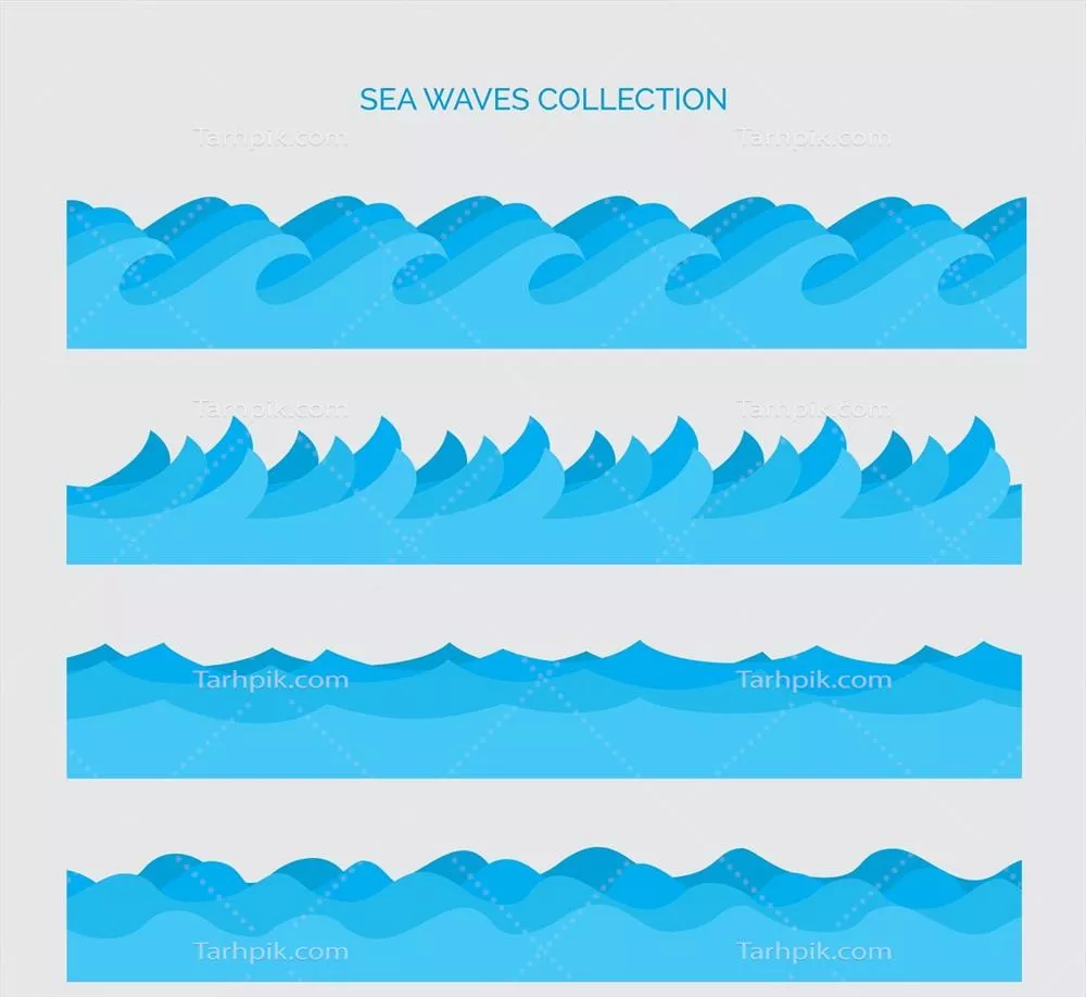 مجموعه وکتور امواج دریا برای طراحی‌های گرافیکی و هنری