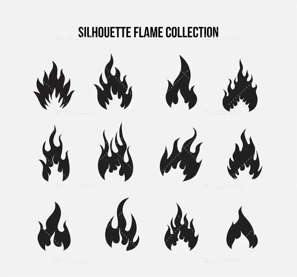 مجموعه شبکه‌ سایه‌ روشن شعلۀ آتش - وکتور طراحی‌های جذاب